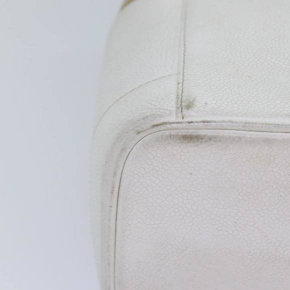 CHANEL COCO Mark Vanity Pouch Caviar Skin White Gold CC Auth yk14381 - Picture 9 of 16